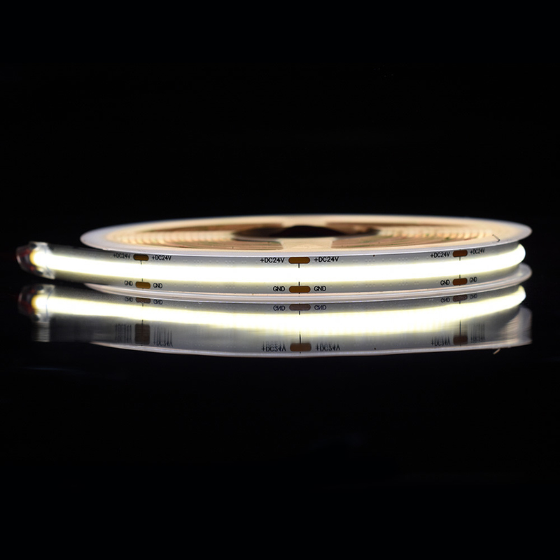 COB LED 스트립 528 칩 8mm 너비와 3000k 4000k 및 6500k 커튼 게시판 색상 옵션